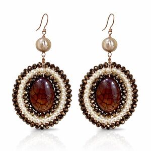 Elegant Brown and Pearl Earrings